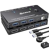 KCEVE HDMI2.1 KVM Switch 2 Computer 1 Monitor 8K@60Hz, KVM Switch HDMI 2 Port with 3 USB3.0, Wire...