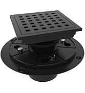 WEBANG 4 Inch Square Shower Floor Drain with Flange,Quadrato Pattern Grate Removable,Food-Grade S...