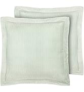 Laura Ashley - Euro Shams, 100% Smooth Cotton with Envelope Closure, Throw Pillow Cover for Bed o...