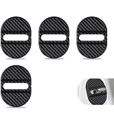WZP 4PCS Car Door Lock Cover, Carbon Fiber Interior Trim Door Lock Cover, Silicone Silent Shock L...