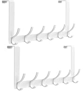 Peasulin 2 Pack Over The Door Hooks, Sturdy Door Hanger, Large Over The Door Towel Rack with 12 H...