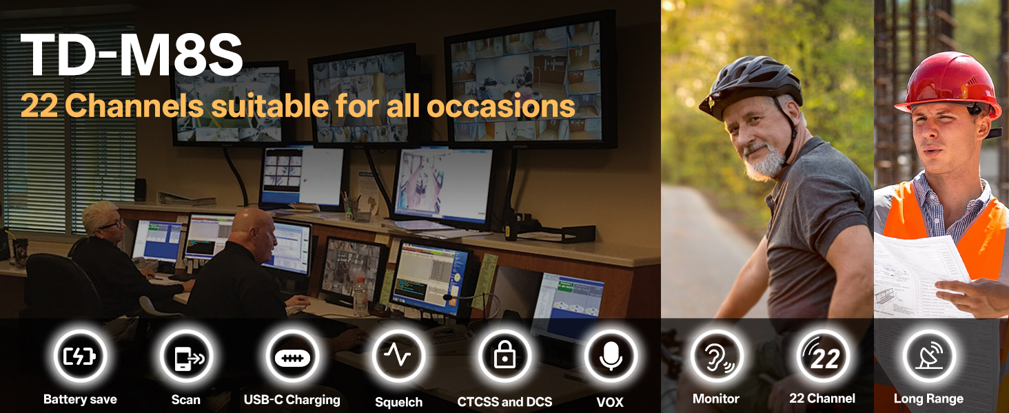 TIDRADIO TD-M8s walkie talkies 22 channels suitable for all occasions