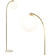 Brightech Luna Drop 75 in. Antique Brass Modern 1-Light LED Energy Efficient Floor Lamp with Fros...