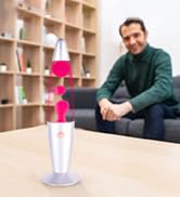 pink and sliver base lava lamp
