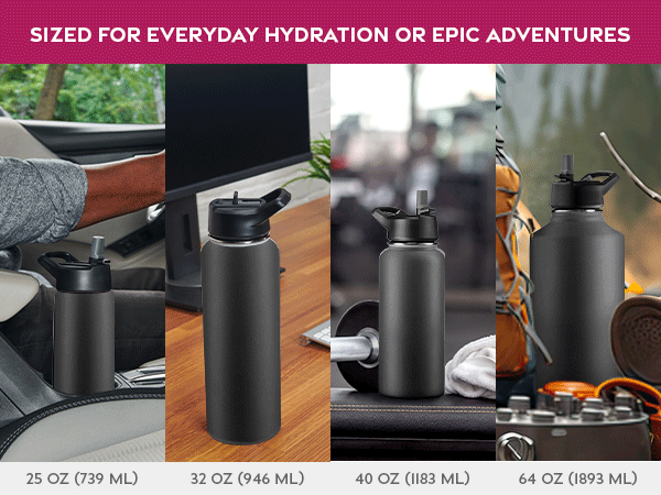 Sized for everyday hydration or epic adventures