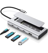 RSHTECH 5-in-1 USB C Hub with M.2 NVMe/SATA SSD Enclosure, 10Gbps USB-A & 2 USB-C Ports and 100W ...