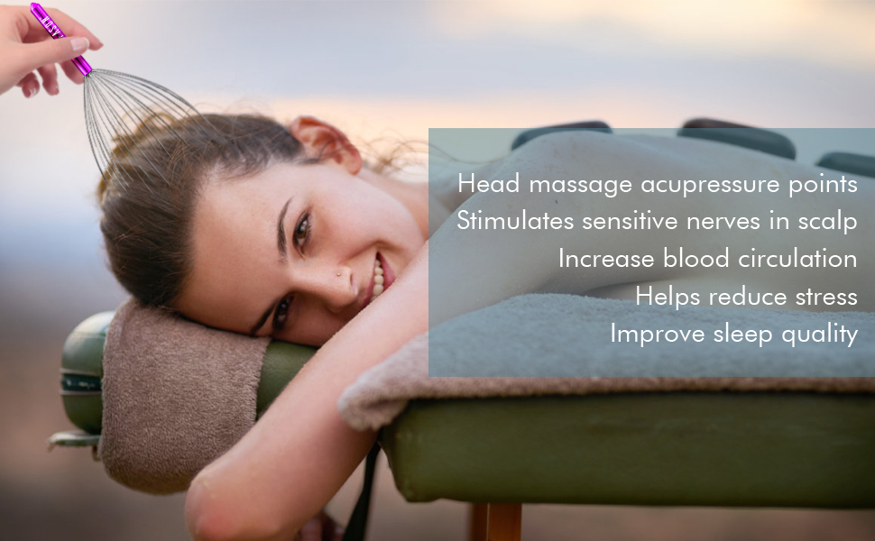 Stimulates sensitive nerves in scalp - Helps reduce stress and Improve sleep quality