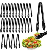 Mwellewm 24 Pc Plastic Tongs for Serving 9 Inch Bulk Reusable or Disposable Tongs Heavy Duty Hard...