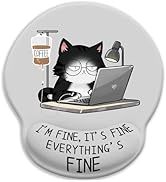 LIMKRIAN Cat Ergonomic Mouse Pad with Wrist Rest, Gaming Mouse Pad with Wrist Support, Funny Mous...