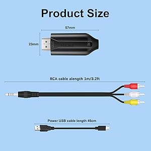 RCA to HDMI Converter 1080P CVBS Composite AV to HDMI Video Audio Cable Converter Adapter