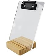 Mini Clipboard with Stand,Clear Acrylic Freestanding Small Clipboard A6 Size,Sign Holder,Document...