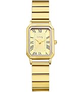 JewelryWe Women's Square Rectangular Watch: Rectangular Dial Roman Numerals Analog Quartz Wristwa...