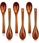HAKSEN Small Wooden Spoons, 6PCS Small Soup Spoons Serving Spoons 6" Wooden Teaspoon for Coffee T...