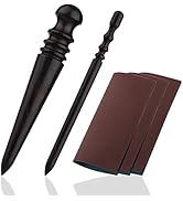 TLKKUE 5 PCS Leather Edge Burnisher with Wood Edge Slicker and Grinding Sand Leather Polished Gri...