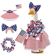 AnyDesign Patriotic 4th of July Porch Goose Outfits Red Blue American Flag Lawn Goose Clothes Fit...