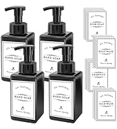 LEWISTIN Foaming Soap Dispenser, 4 Pack Plastic Refillable Foam Soap Dispenser with 20 Pcs Waterp...