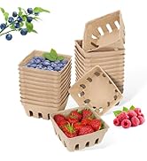 piopiocoing 50 Pack Mini Natural Pulp Fiber Berry Basket for Vegetables Strawberry Blueberry Rasp...