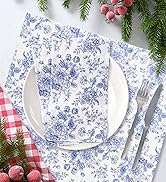 blue floral dinner napkins disposable Guest hand towels for bathroom birthday wedding paper napkins