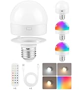 GOEBLESON Rechargeable Light Bulbs with Remote Control, Battery Operated Light Bulbs, 3 Timer 15 ...