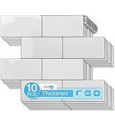 Art3d Subway Peel and Stick Backsplash, 10-Pack, Warm White with Gray Grout | 12.6 x 10.6 in, Thi...