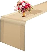 GIVERARE Table Runner, 12x107in Heat-Resistant Woven Vinyl Long Tabletop, Non-Slip Washable PVC T...