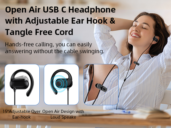 usb c headphone over ear hook