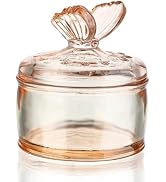 kanpura Embossed Glass Candy Dish with Lid Covered Candy Dish Decorative Glass Jars Jewelry Box f...