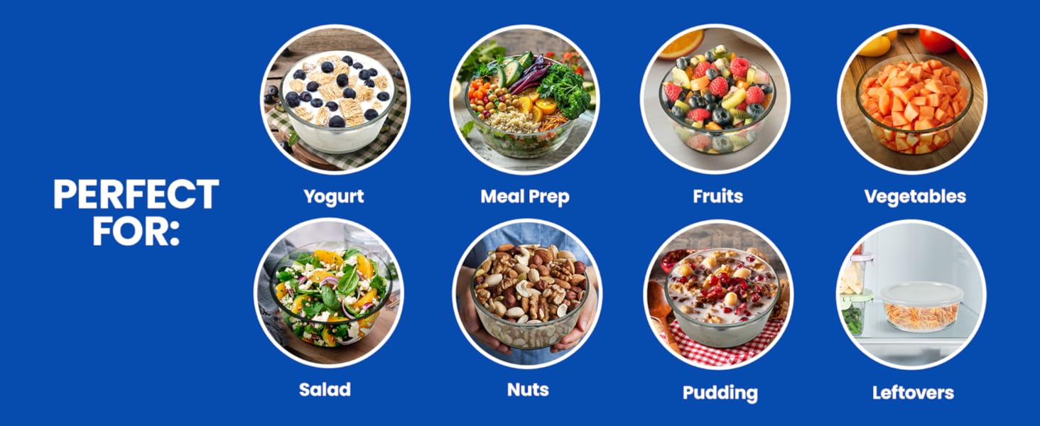 perfect for yogurt meal prep fruits vegetables salad nuts pudding leftovers