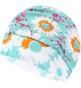 Ewanda store Colorful Pleated Nylon Cloth Swim Cap Large Swimming Cap Hot Spring Bathing Caps for...