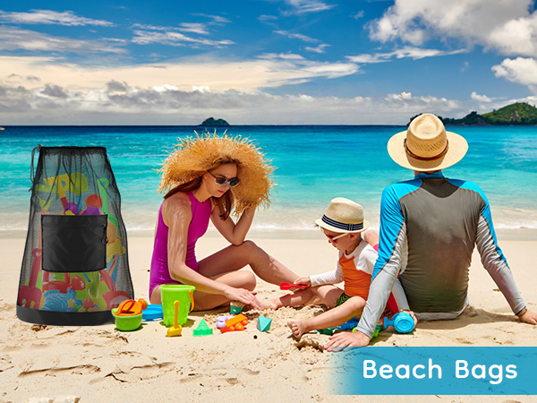 mesh beach bag beach drawstring backpack pool bag swim bag toy storage seashell rock collecting bag