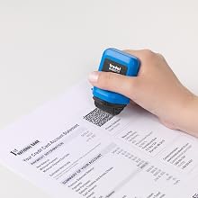 Stamp being used on a bill to cover personal information