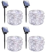 Outdoor Solar String Lights, 4 Pack 33FT 100 LED Solar Powered Fairy Lights with 8 Lighting Modes...