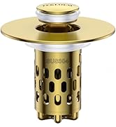 Bathroom Sink Drain Strainer,All Metal Pop-Up Sink Stopper with Removable Stainless Steel Filter ...