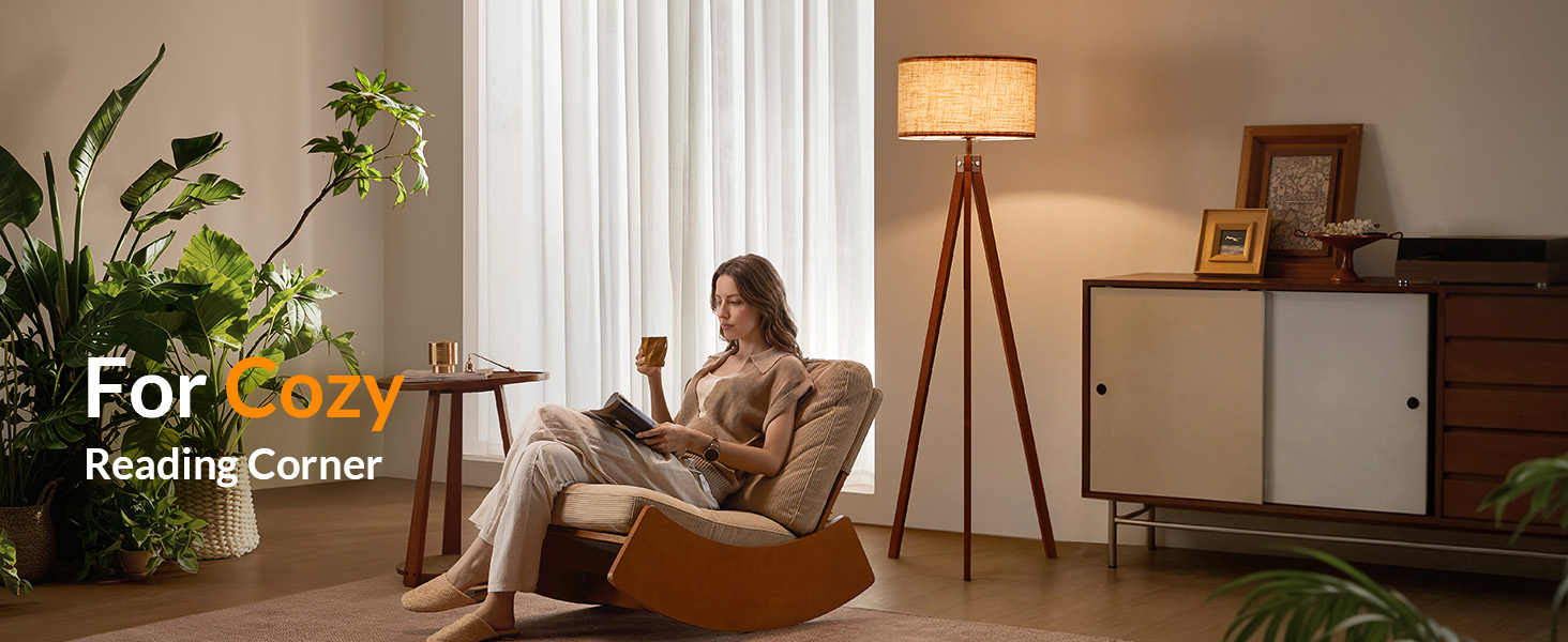 floor lamp for living room mid century standing lamp modern wood light for bedroom office tripod