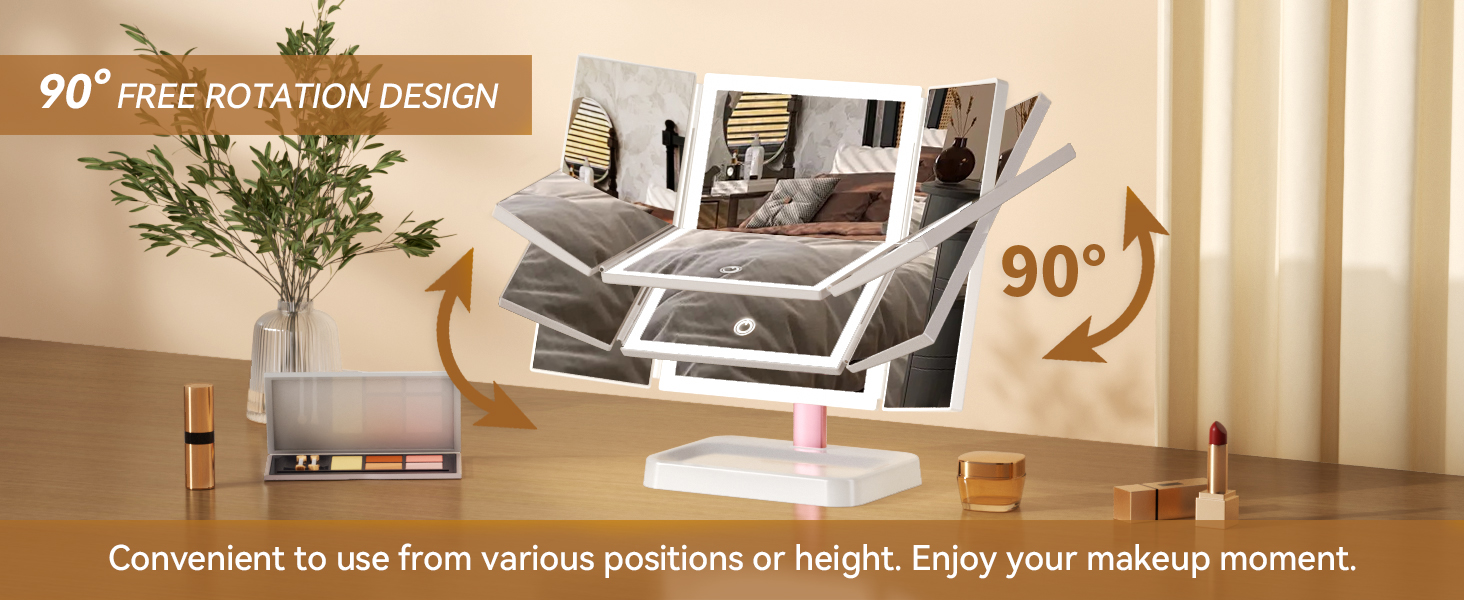 Tri-Fold Lighted Vanity Mirror