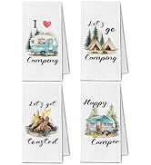 ChissNook Camping Kitchen Towels, Camper Gifts for Women Men Dish Tea Towels Drying Cloth for Kit...