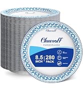 Clawsoff 8.5 Inch Paper Plates Bulk 280 Count, Cut Proof Heavy Duty Paper Plates, Soak Proof Dess...