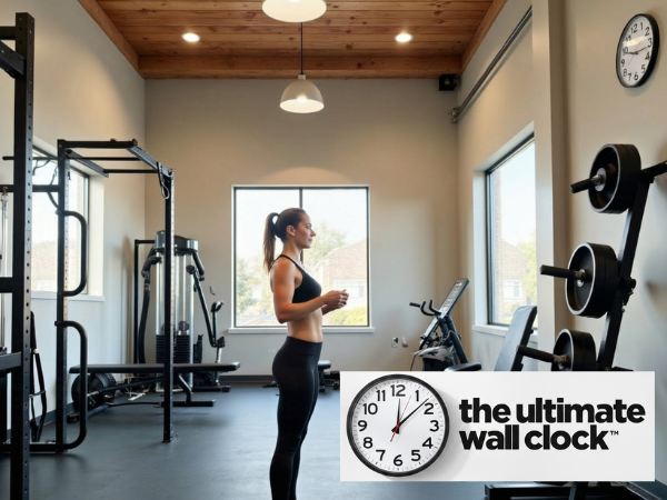woman working out with clock