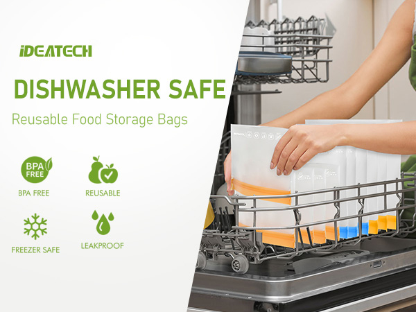 Dishwasher Safe Reusable Storage Bags