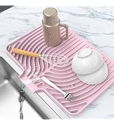 Dish Drying Matt for Kitchen Counter,10"14"18"20"Silicone Dry Rack Mat with Built in Drain, Kitch...