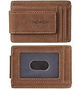Toughergun Genuine Leather Magnetic Front Pocket Money Clip Wallet RFID Blocking