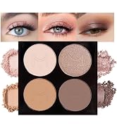 Eyeshadow Quad, Nude Brown Matte Shimmer Eye Shadow Makeup Powder Palette, Suitable for Women's D...