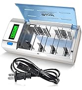 BONAI LCD Smart Battery Charger for C D AA AAA 9V NiMH NiCD Rechargeable Batteries with Refresh F...