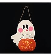CCINEE Halloween Hanging Sign,Trick or Treat Door Hanger Decor with LED Light for Halloween Indoo...