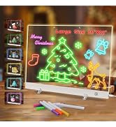 LED Note Board with 6 Colors, 16"X12" 4 Modes Acrylic Dry Erase Board with Light, Touch Control, ...