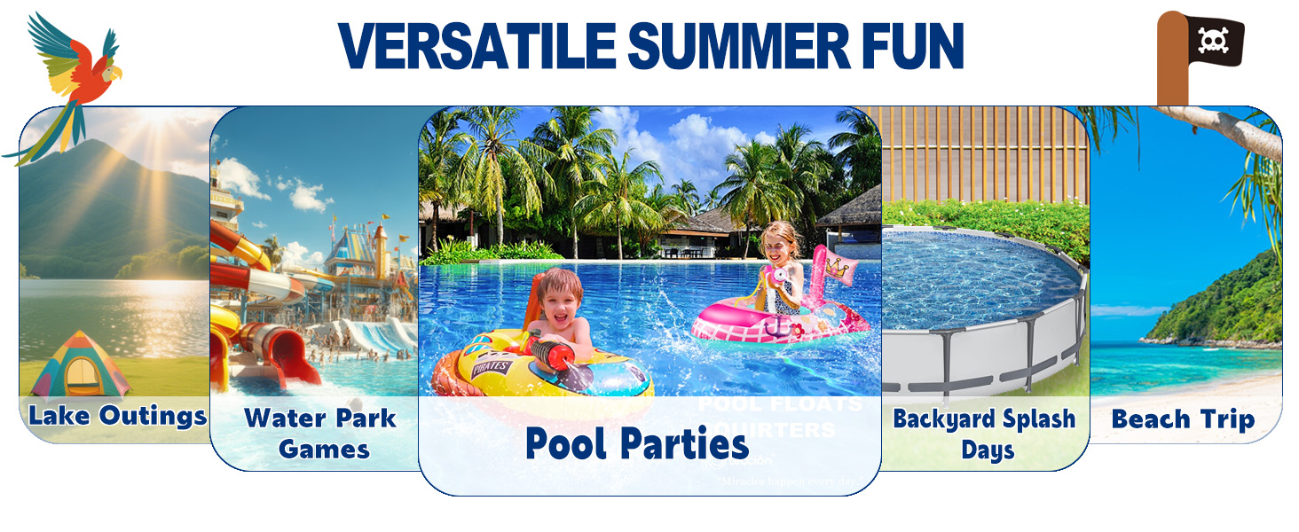 pool floats kids pool toys for toddlers 3-5 4-8 swimming floaties water gun inflatables pirate ship