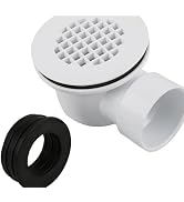 Low Profile Shower Drain, 2" PVC Side Outlet Drain Assembly with Perforated Strainer, for Replace...