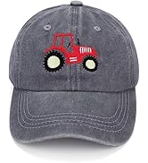 Cute Embroidery Tractor Baseball Cap Kids Toddler Vintage Washed Cotton Adjustable Dad Hat for Bo...