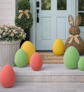 Easter Decorations - Set of 3 Flocked Easter Eggs - Spring Home Decoration For Tables Centerpiece...