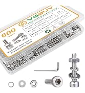 VGBUY 600pcs M3 Screw Assortment Kit, 304 Stainless Steel Hex Socket Head Cap Screws Bolts Nuts W...